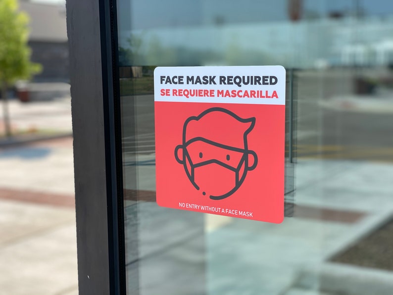 Face Mask Required Sign Window Stickers 2 Pack | Door Decal Business ...