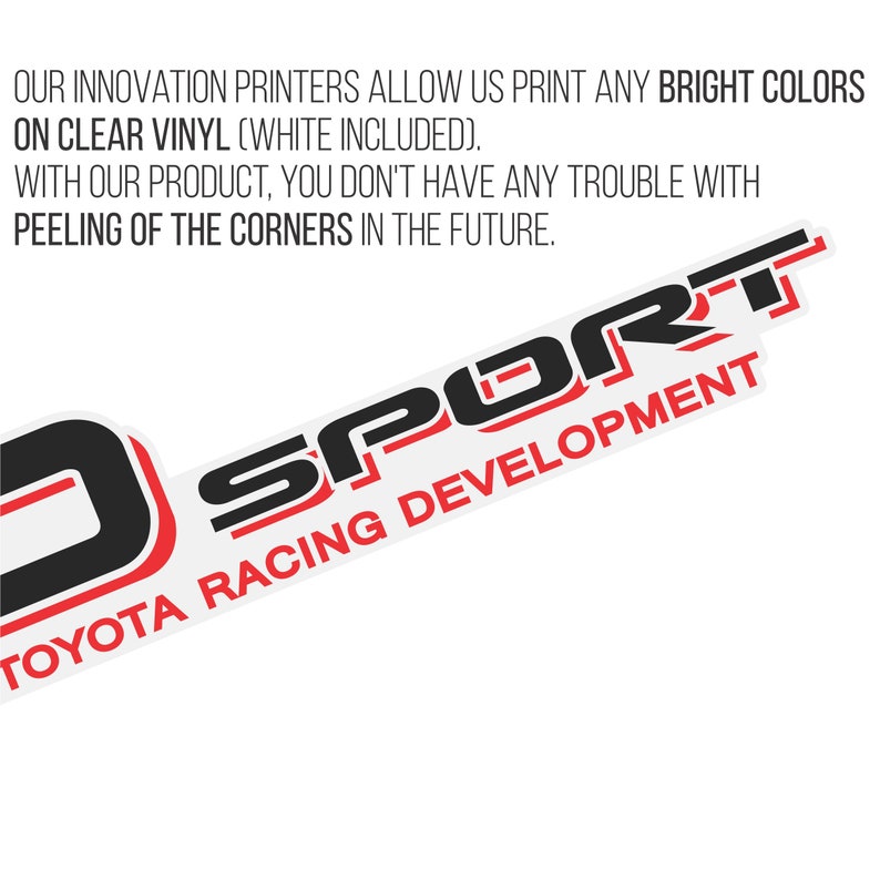 TRD SPORT TOYOTA Racing Development Truck Decal Set of 2 Clear Vinyl ...