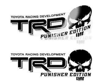 Black Red Skull TRD Punisher Decal Toyota Tacoma Tundra 2005-2023 - Choose Color