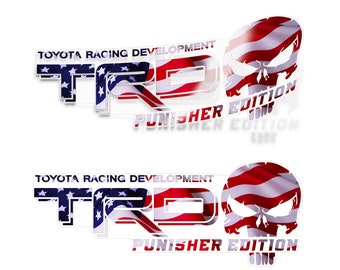Zwart-rode schedel TRD Punisher-sticker Toyota Tacoma Tundra 2005-2023 - kleur kiezen