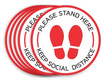 Anti-Slip Floor Safety Signs 10 Pack Hard Floor | 6 Feet Distance Markers Workplace School Retail