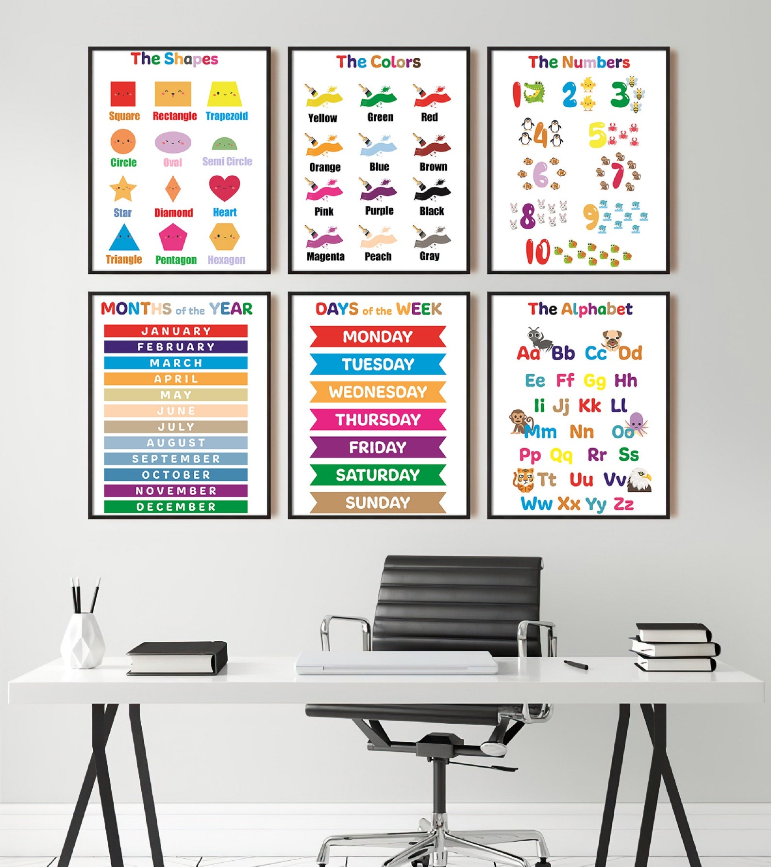 Educational Prints Set of 6 Preschool Posters Classroom | Etsy