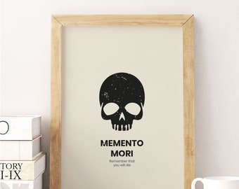 Memento Mori. Modern stoic wall art. Printable. Clean and Minimalist art