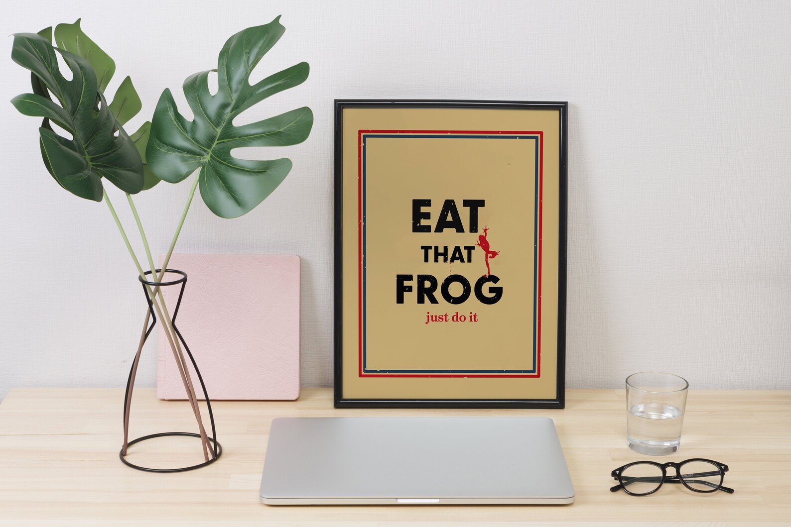 Vintage motivation poster. Downloadble print. Eat that frog. Etsy