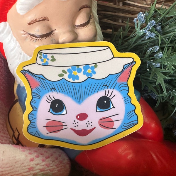 Miss Priss Blue Cat Vintage Sticker