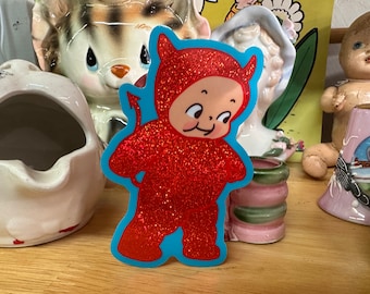 Little Devil Cherub Kewpie Glittery Sticker