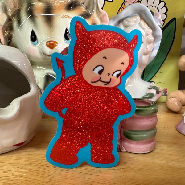 Little Devil Cherub Kewpie Glittery Sticker