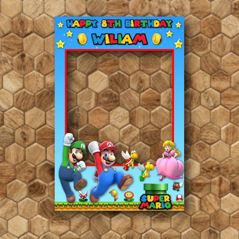Super Mario Photo Frame Mario Frame Super Mario Bros Party Etsy