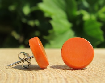 Ceramic Porcelain Stud Earrings, Contemporary Jewellery, Minimalist Round Earrings, Handmade Jewellery, Gifts for Her, Sunset