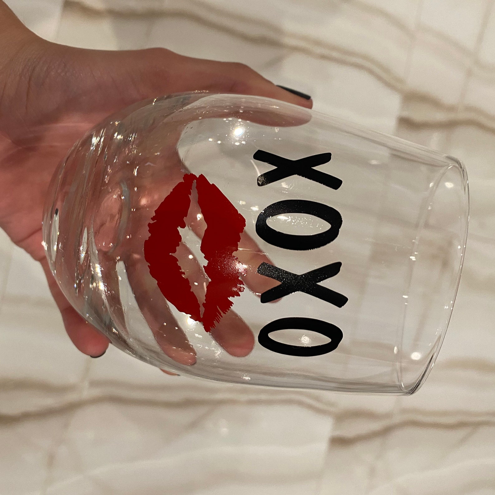 XOXO wine glass Hugs and kisses wine glass Etsy