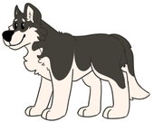 Custom Color Husky Clipart | CUSTOM Pet Artwork, Digital Illustration, Pet Portrait from Photo, Personalized Digital Gift, Dog, Cat, Animal