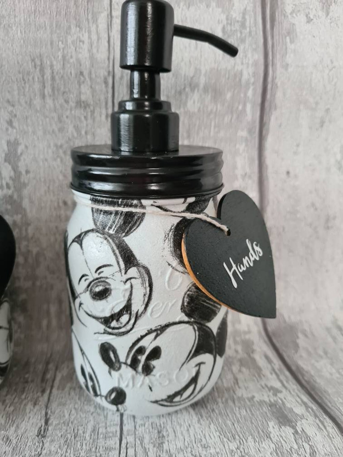 Hand decorated mickey mouse soap dispenser washing up liquid Etsy