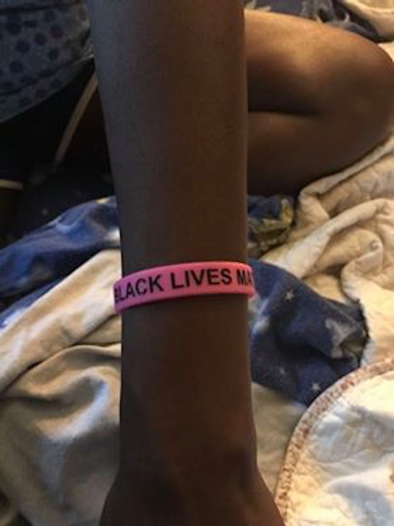 Hot Pink And Black Silicone Black Lives Matter Awareness And Support Wristbands Bracelets BLM