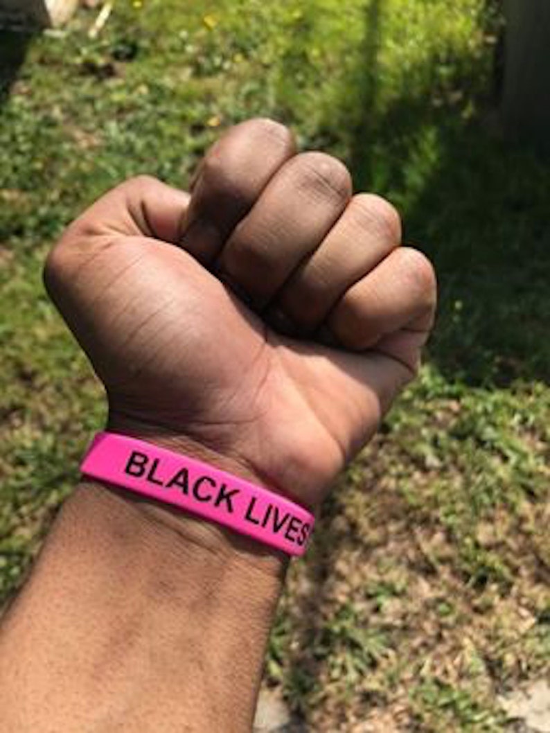 Hot Pink And Black Silicone Black Lives Matter Awareness And Support Wristbands Bracelets BLM