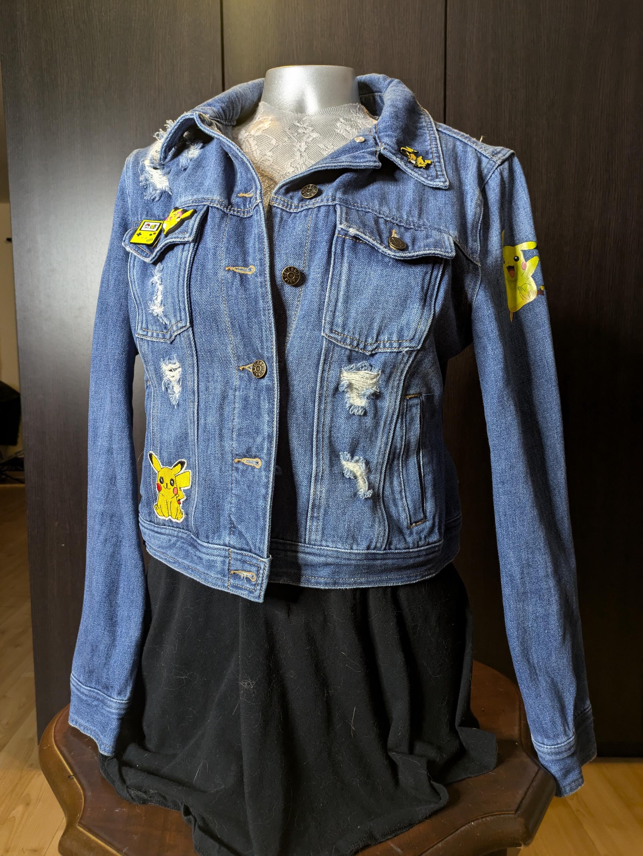 Pokemon Denim Upcycled Jacket Pikachu Distressed - Etsy