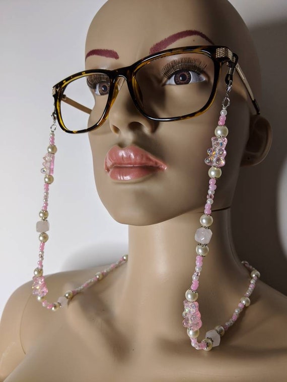 Kawaii Glasses Chains Gummy Bear Pastel Pink Pearl -  Israel