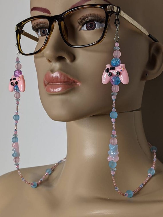 Kawaii Glasses Chains controllers/gummy bears pastel pink blue