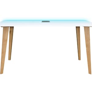 Gaming Desk SK LED WEIß, Computer Schreibtisch, Tisch, Aluminium Grommet für Kabel