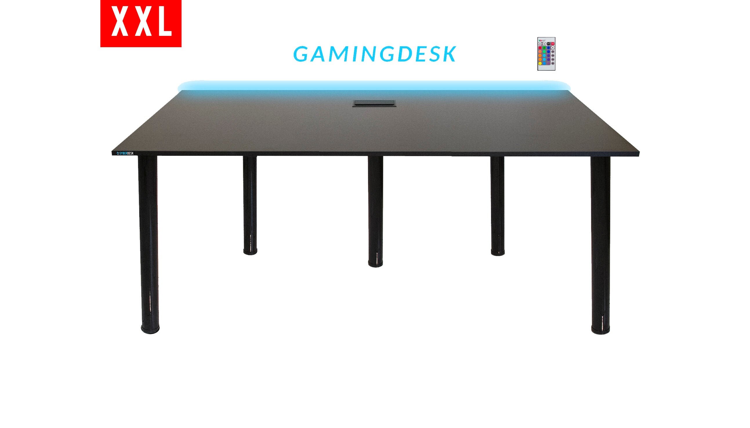 Gaming Desk PRO LED XXL, Computer desk, Table, aluminium grommet for cables