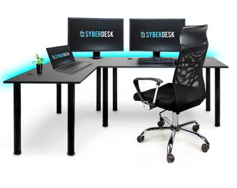 Eck-Gaming-Schreibtisch CORNER PRO LED SyberDesk 197 cm x 132 cm