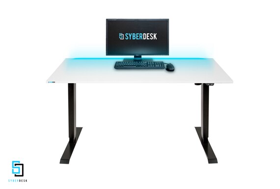 Syberdesk ELECTRIC PRO LED White Computer Desk Table Aluminium Grommet for Cables Etsy