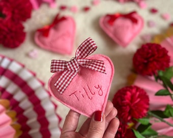 Valentines Decoration. Personalised hanging heart with bow