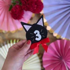 Badge anniversaire chat noir