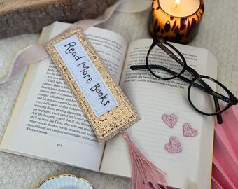 Gold Glitter Personalised Tassled Bookmark