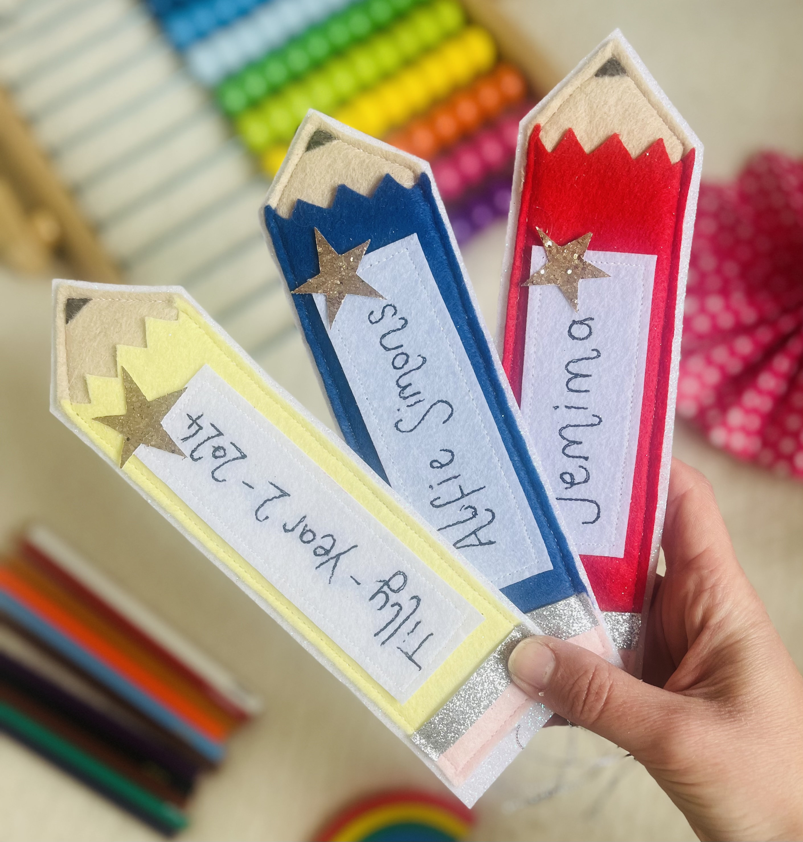 Pencil Back to school/starting school personalised bookmark
