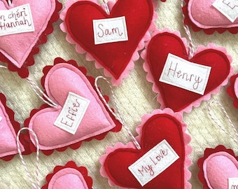 Valentines Decoration. Personalised hanging scallop love heart
