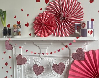 Sparkly Heart Garland | girls bedroom | nursery | pink bedroom | valentines