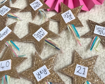 Personalised star gold badge, homeschool reward, star brooch, party badge, positivity gift, pocket money gift, letterbox gift, reward gift