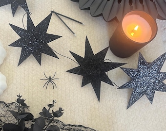 Black Sparkly Star Garland