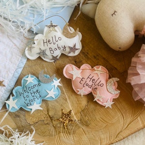 Baby Keepsake Gift Personalised Cloud Gift, New Baby Gift Clay, Baby Ornament Gift, Baby Decor, New Baby Girl Boy Gift, Christening gift