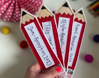 Pencil Back to school/starting school personalised bookmark