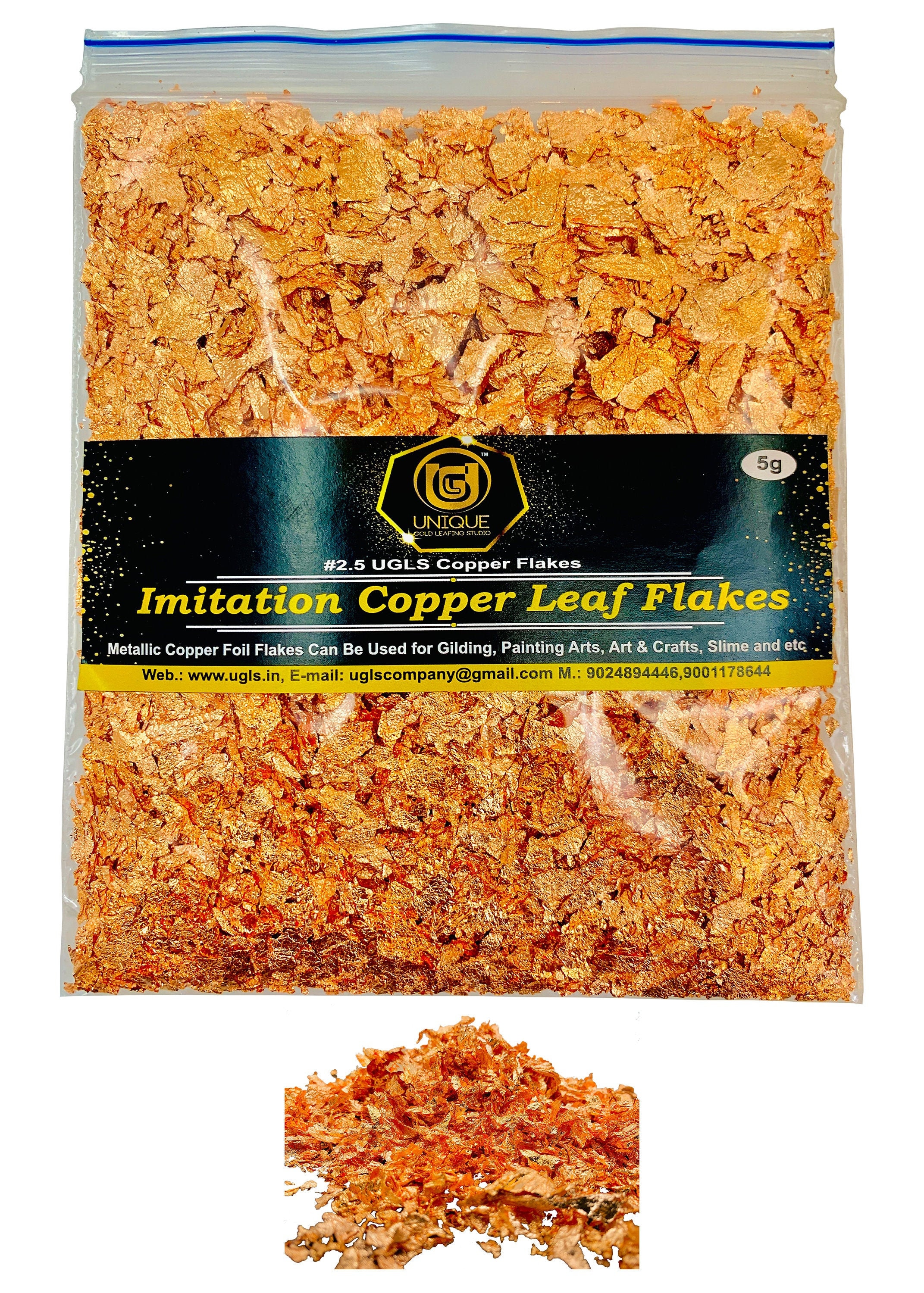 5 Grams Copper Leaf Flake Huge Beautiful Flakes Use for Art, Nail Arts