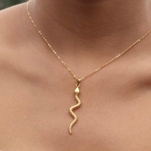 Snake Pendant Necklace - Coiled Serpent Pendant - Minimalist