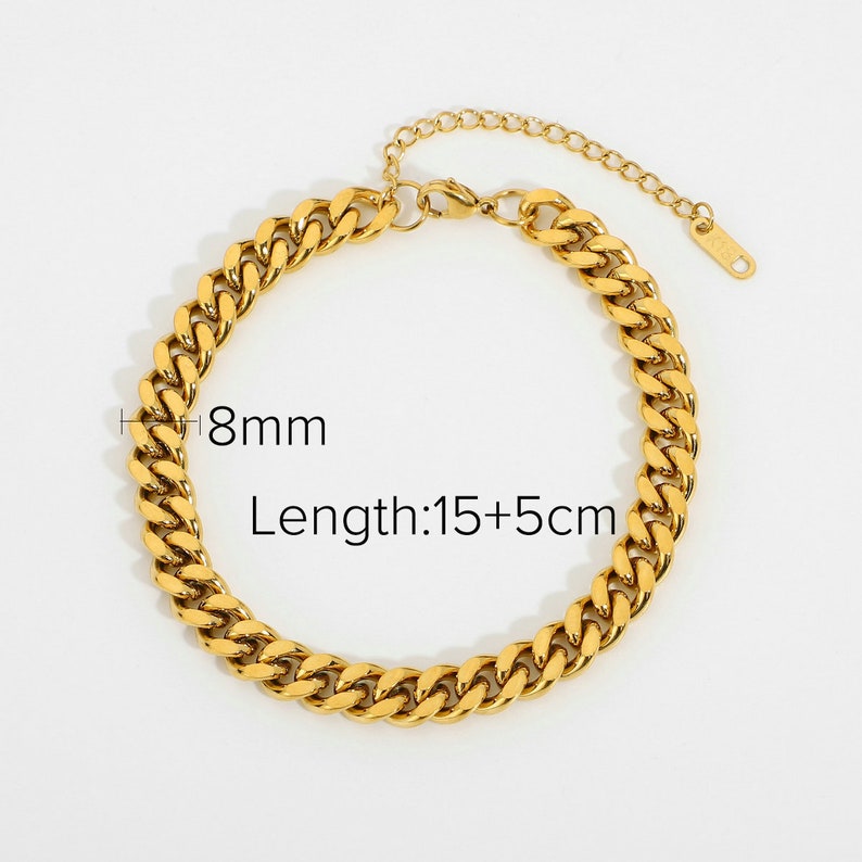 18k Gold Filled Cuban Link Chain Bracelet Gold Curb Chain - Etsy