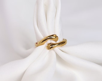 Hug Ring | 18k Gold Filled Love Ring  | Hugging Hands Couple Ring | Open Hug Ring | Couple Ring | Love Ring | Hug Ring Adjustable
