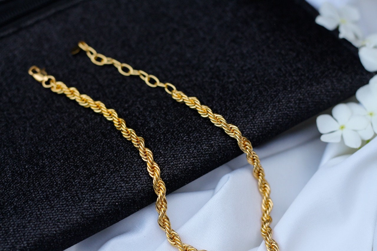 18k Gold Filled Twisted Rope Chain Necklace Twisted Rope - Etsy