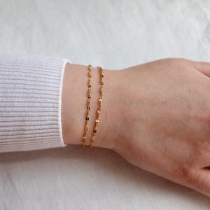 18k Gold Layering Bracelet for Women | Collarbone Chain Bracelet | Oval Chain Bracelet | Dainty Gold Bracelet | Link Chain Bracelet