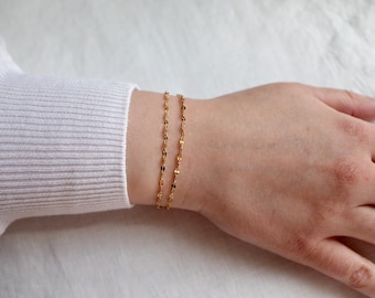18k gouden gelaagde armband voor dames | Sleutelbeenkettingarmband | Ovale kettingarmband | Sierlijke gouden armband | Schakelketting armband