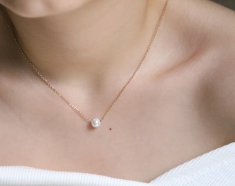 14K Gold-Filled Pearl Necklace | Gold Necklace | Freshwater Pearl Necklace | Pearl Choker Necklace | Tiny Pearl Necklace For Women