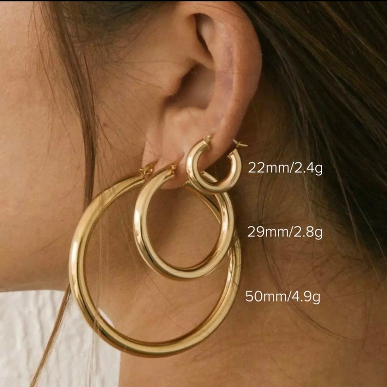 18K Gold Filled Thick Hoops Gold Thick Hoop Earrings Etsy