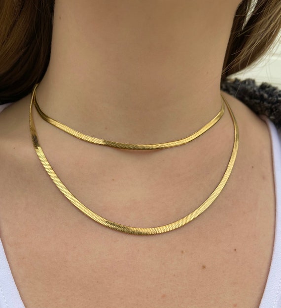 18k Gold Filled Herringbone Necklace 