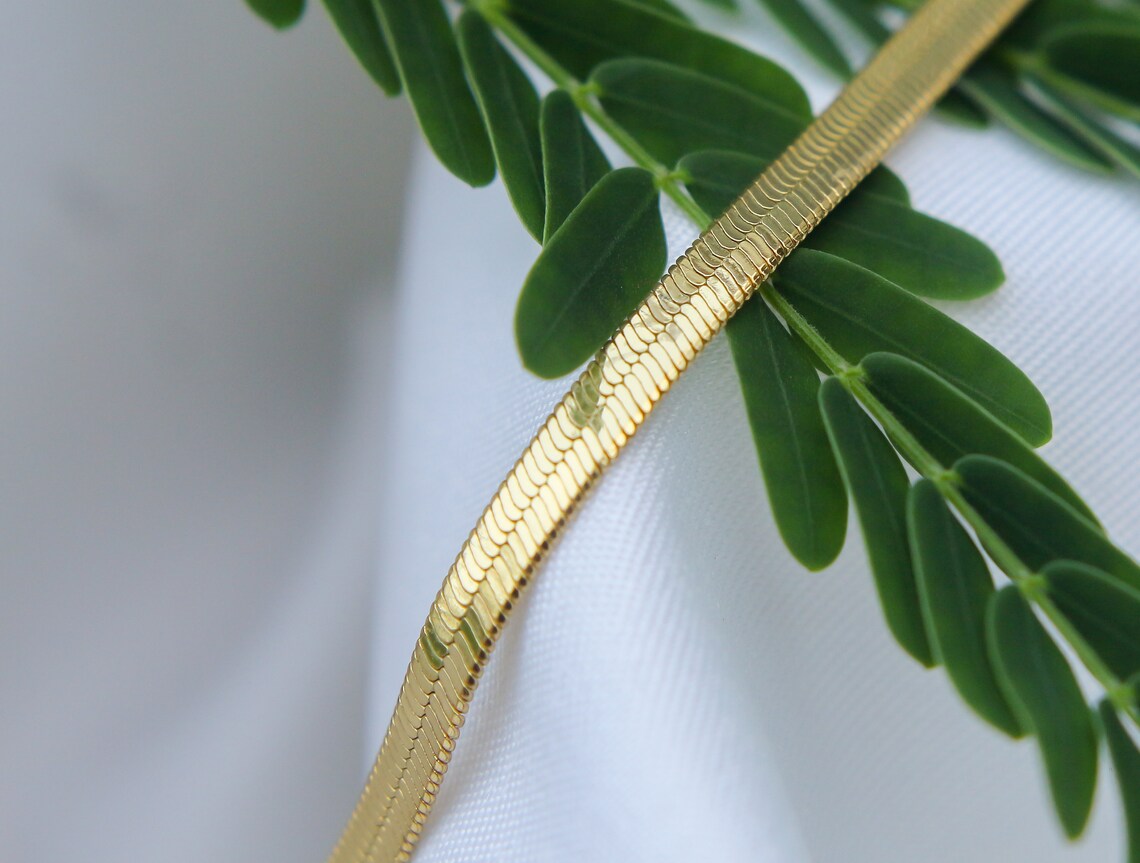 18k Gold Filled Herringbone Necklace 18k Gold Filled Etsy