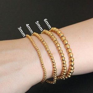 18K Gold Filled Ball Beaded Bracelet | Gold Bead Bracelet | Elastic Gold Bracelet | Beaded Stretchable Bracelet |