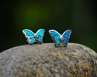 butterfly jewelry butterfly stud earrings AN118E butterfly earrings Blue butterfly earrings