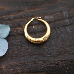 Personalized 18K Gold Hoop Earrings  - Gold Large Name Earrings - Mother's Day Gift - Valentine's Gift - Best Friend Earring - Big Hoops