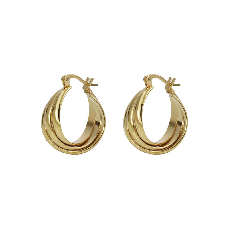 18k Gold Filled Twisted Triple Hoop Earrings Vintage Twist | Etsy